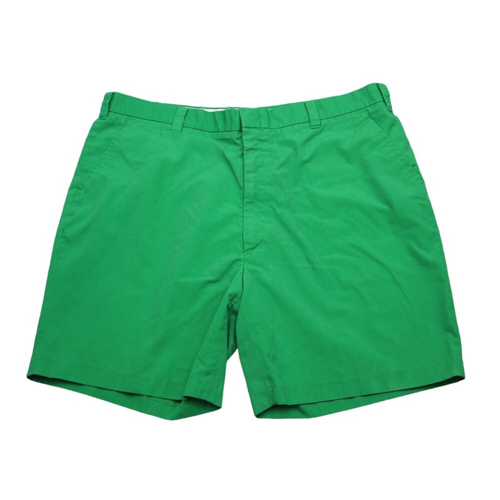 Idle Time Shorts Mens 40 Green Chino Mid Rise Hook Eye Flat Front Slash Pocket
